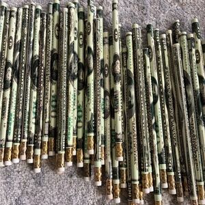 US Dollar Bills Design Pencils- 65 in all!! NEW!!!